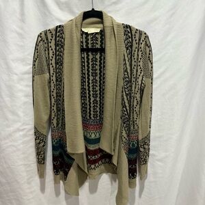 Staring at Stars Boho Fair Isle Open Front Cardigan Sweater Small Layering Aztec
